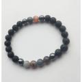 Lava Armbånd med Botswana agat perler til mænd 8 mm