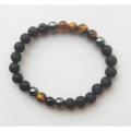 Lava Armbånd med tigerøje perle til mænd 8 mm