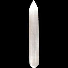 Selenit massage stav med spids, ca. 14-15 cm